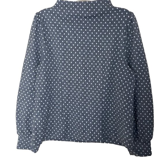 Talbots Top Large Metallic Polka Dot Balloon Sleeves Funnel Neck Business Casual - Picture 3 of 7